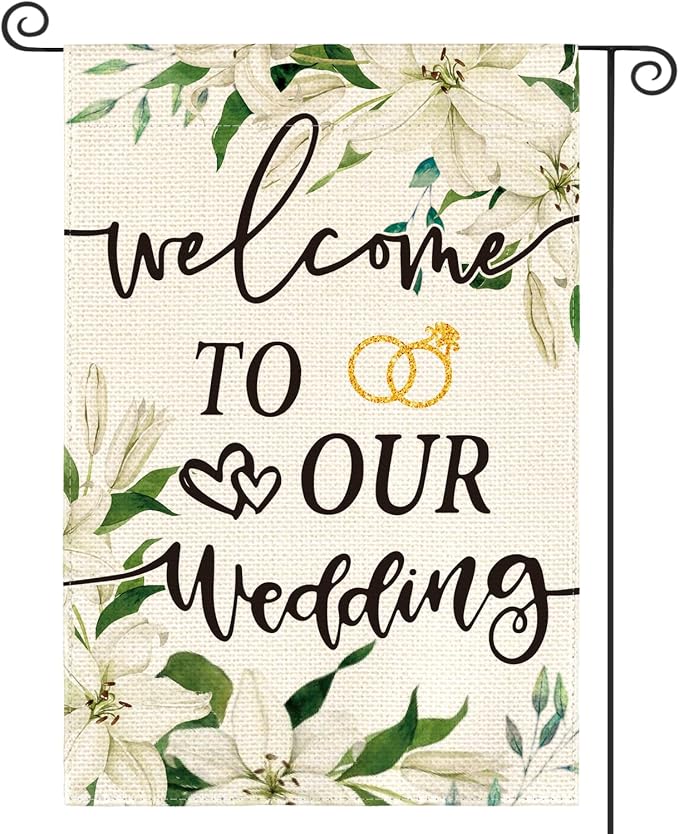 AVOIN colorlife Welcome to Our Wedding Garden Flag 12x18 Inch | Double Sided by AVOINcolorlife