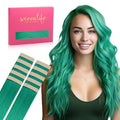 WENNALIFE Tape in Hair Extensions Human Hair Green Tape in Extensions, 10pcs 30g 26 inch Remy Invisible Tape Ins Straight Colored Soft Real Human Hair Tape in Extensions Refill Set Extensions