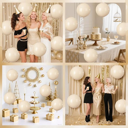 Cream Round Foil Balloons 9 pcs, Apricot Beige Giant 4D Round Balloons 22 Inch - Image 6