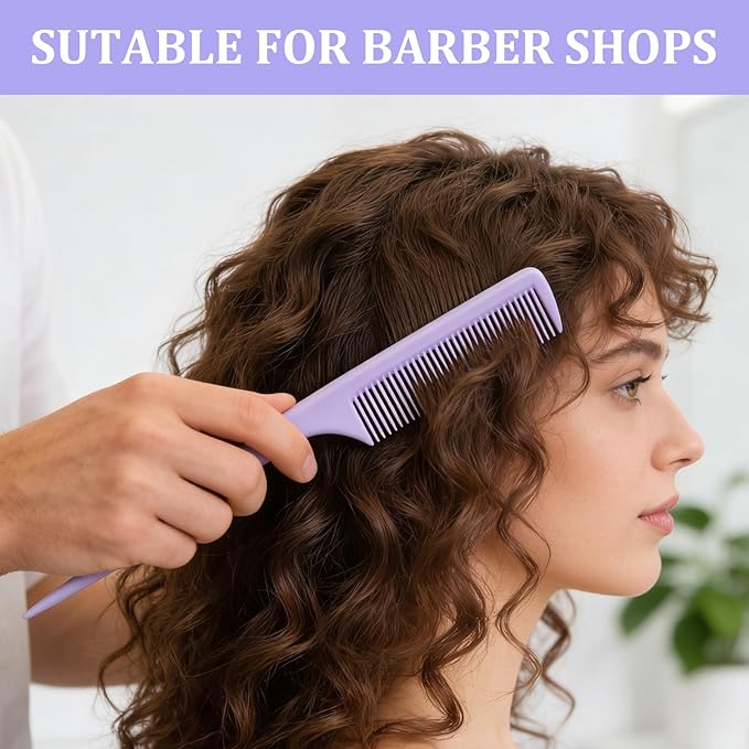6 Pcs Rat Tail Combs, Fine Tooth Parting Tip for Women, Carbon Fiber Root Teasing Anti Static Hair Comb for Root Teasing Back Combing Adding Volume Evening Styling, Two each of pink, purple, and black