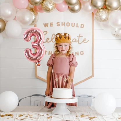 TONIFUL Number Balloon 16 Inch 10Pcs Rose Gold 0-9 Birthday Number Balloons | - Image 3