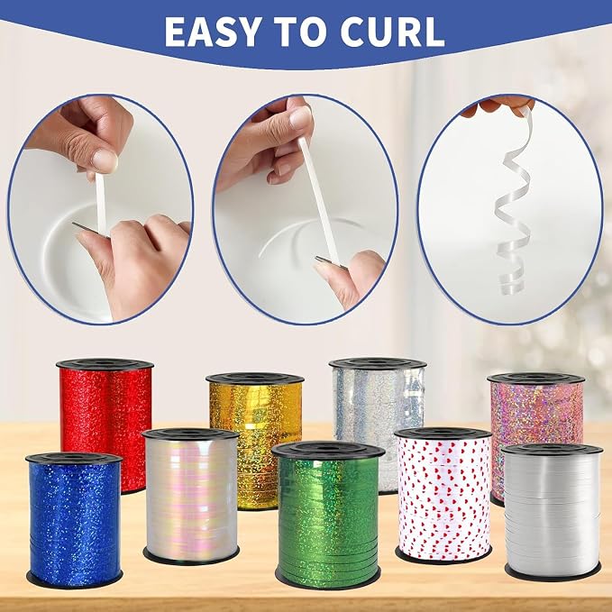 500 Yards Green PVC Glitter Curling Ribbon, 5mm Wide, 1524cm Long, Home Decor - Image 4