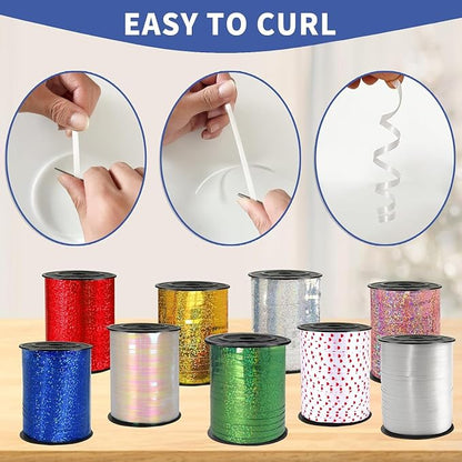 500 Yards Green PVC Glitter Curling Ribbon, 5mm Wide, 1524cm Long, Home Decor - Image 4