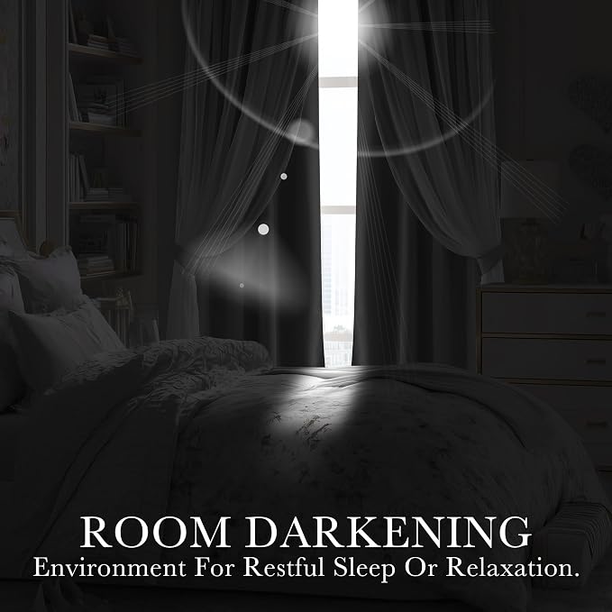 PONY DANCE Greyish White Bedroom Blackout Curtains - Image 6