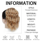 Ponytail Extension-12 Inch Drawstring Ponytail Hair Extensions for Women Synthetic Curly Wavy Fake Pony Tails Hair Pieces for Daily Party Use (Golden Blonde)