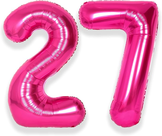 SUWEN 40 Inch Hot Pink Large 27 Balloon Numbers Big Foil Helium 0-9 | Jumbo by SUWEN