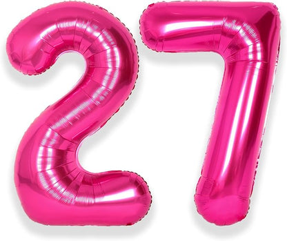 SUWEN 40 Inch Hot Pink Large 27 Balloon Numbers Big Foil Helium 0-9 | Jumbo by SUWEN