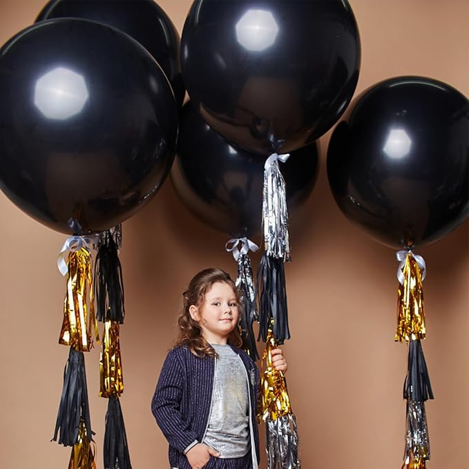 Black Balloons Party Decorations 10 Pack 36 inch Round Halloween Latex Balloons - Image 7