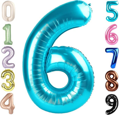 Number 6 Balloons 40 Inch for 6 16 Birthday Party Decorations, Light Blue | by Mluchee