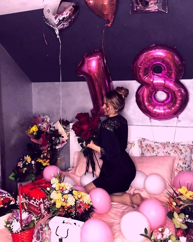 Rosy Purple Number 8 Balloon 40 inch, 8th Birthday Party Balloons Decoration | - Image 4