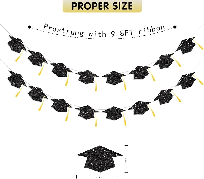 Graduation Decorations Class of 2026 Black Graduation Cap Banner - Image 4