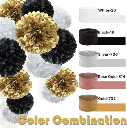 PartyWoo White Gold Ivory Sand White Crepe Paper Streamers 6 Rolls 492 FT | - Image 3