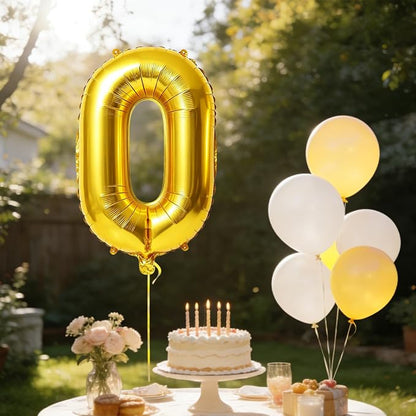 40 Inch Number 0 Balloons for Birthday Party Decorations, 0-100 Gold Large No.0 - Image 3