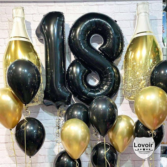 Black 17 Number Balloons, 40 Inch Giant Number 17 Balloons Foil Mylar Helium - Image 5