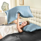 INFIIXSO Mulberry Silk Pillow Cases King Size Set of 2, Silk Pillowcase with Hidden Zipper 20"x36", Extraordinary Smooth and Soft Pillow Case for Hair and Skin(Airy Blue, 2 Pack)