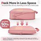 Veken 9/11 Set Compression Packing Cubes for Travel Essentials,Compressible Expandable Large Luggage Suitcase Organizer Bags for Clothing,Durable Space Saver Storage Bags with Toiletry Bags(Pink)