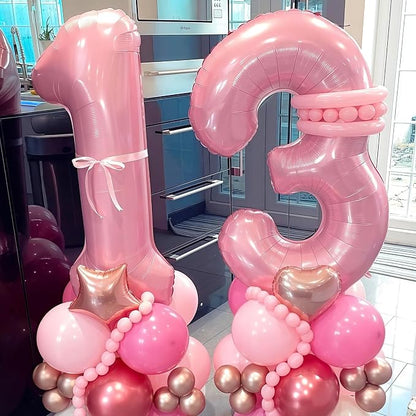 Pastel Pink 17 Balloon Number, 40 Inch Light Pink 17 Balloons Large Helium Foil - Image 6