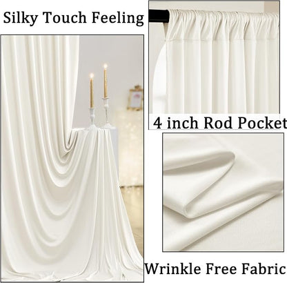 60ftx10ft Wrinkle Free Ivory Backdrop Curtains - Image 2
