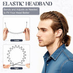 2 Pcs Metal Hair Band, Fashion Wavy Spring Metal Headband for Men & Women, Elastic Non Slip Metals Hairband for Daily Use Outdoor Sports Hair Hoop Hairs Accessories