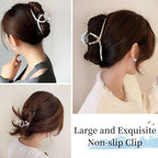 Metal Shark Big Hair Clamps - Large Barrette Hair Accessories with Strong Hold for Women and Girls, 2 Pcs (Rose Gold, Glossy Silver)