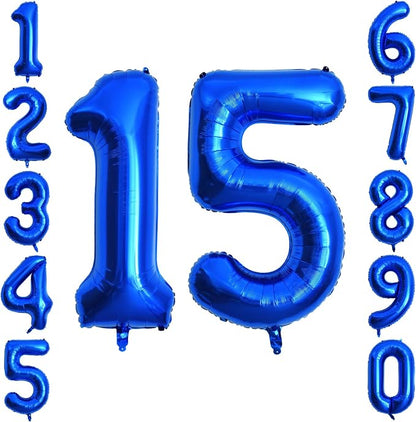 Navy Blue Number 15 Balloon 40 Inch, Shiny Foil Numeral by Unknown