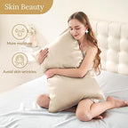 INFIIXSO Mulberry Silk Pillowcase for Hair and Skin, Silk Pillow Cases Queen Size Set of 2 with Hidden Zipper 20x30 Inches, Ultra Smooth and Soft Cooling Pillow Cases for Hot Sleepers(Beige, 2 Pack)