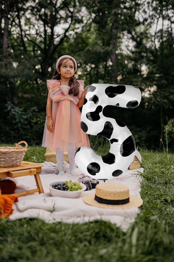 Cow Print Number 5 Balloon 40 inch, Cow Birthday Party Balloons Decorations | - Image 4