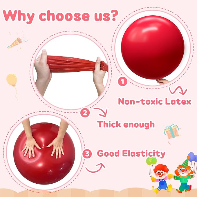 Giant 36 inch Jumbo Red Balloons - Image 3