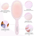 FRAMAR Iridescent Wet Hair Brush Detangler – Detangle Brush For Curly Hair, Hair Detangler Brush For Kids, Holographic Girls Hair Brush, Pink Hairbrush For Women – Removes Knots Without Pulling
