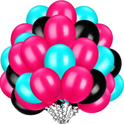TecUnite 100 Pcs Rose Red Black Blue Latex Balloons 13 Inch Colorful Round by TecUnite
