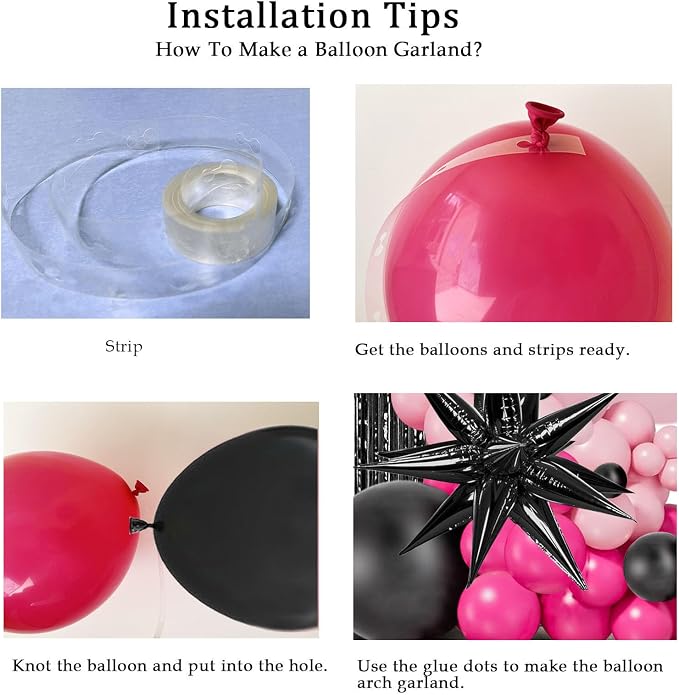 Pink Balloon Garland Arch Kit | Hot Pink Black Rose Red Balloon Garland - Image 7