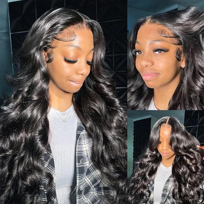 34 Inch 13X6 Body Wave Lace Front Wigs Human Hair Pre Plucked HD Lace Frontal Wig Human Hair 200% Density Glueless Wigs for Women Natural Color