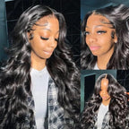 34 Inch 13X6 Body Wave Lace Front Wigs Human Hair Pre Plucked HD Lace Frontal Wig Human Hair 200% Density Glueless Wigs for Women Natural Color