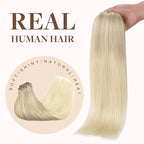GOO GOO Clip in Hair Extensions Real Human Hair, Remy Human Hair Extensions Clip ins for Women, Natural Human Hair, 18inch 130g 7Pcs, Ash Blonde to Platinum Blonde Balayage