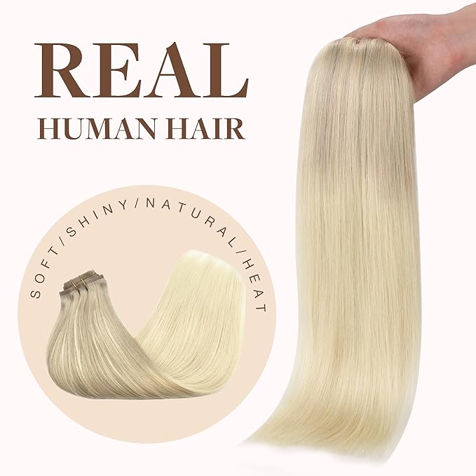 GOO GOO Clip-in Hair Extensions Real Human Hair, Remy Human Hair Extensions Clip ins for Women, Natural Human Hair, 22inch 150g 7Pcs, 17/22/60 Balayage Ash Blonde to Platinum Blonde