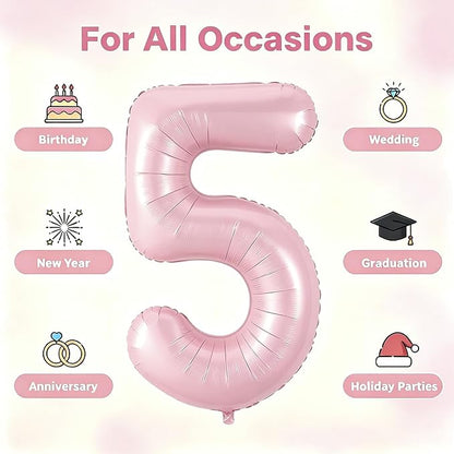 Number Balloons Pink Party Balloon - Image 5