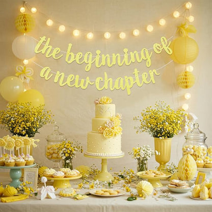 BEISHIDA Yellow Pre-Strung Glitter The Beginning of A New Chapter Banner | - Image 5