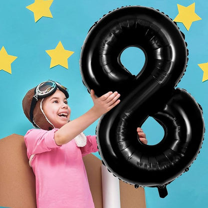 Black Number 8 Balloons 40 Inch Large Foil Balloons, Giant Number Balloon - Image 3