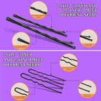 Teenitor 300pcs Hair Pins Bobby Pins Black, 100 Black Bobby Pins 2" 2.75"100 Hair Pins for Women and 100 Clear Hair Bands Kit, U Pins for Buns 2" 2.36"