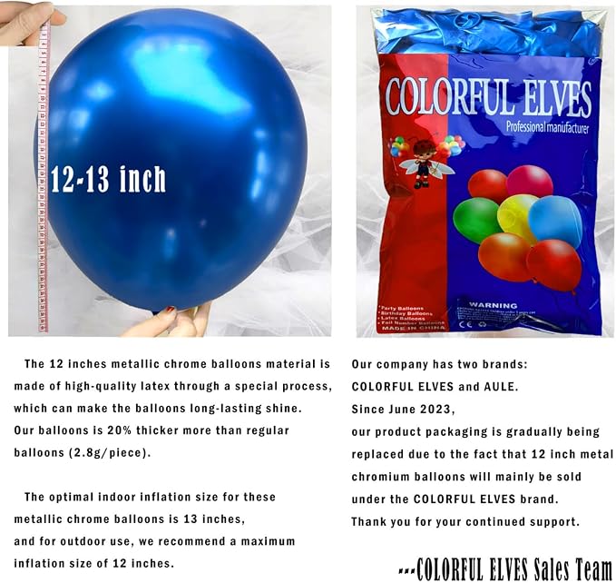 12 Inch 100 Pcs Latex Metallic Chrome Balloons Helium Shiny Thicken Balloons - Image 2