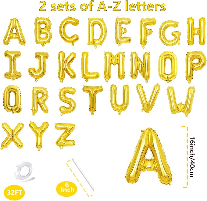 52 Pcs 2 Sets of 16 Inch “A-Z” Letter Balloons Set – Complete Alphabet Mylar - Image 2