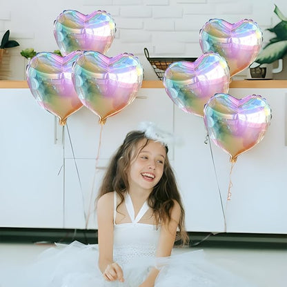 Colorful Heart Ballloons, 18 Inch Bright Silver Foil Love Heart Shaped Balloons - Image 6
