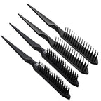 Sibba 4PCS 3 Row Teasing Brush Rat Tail Detangling Hairbrush Hair Styling Teasing Comb Boar Bristle Hair Brush Comb Slick Back Brushes for Natural Curly Sectioning Curls Unbraider Volume Parting Combs