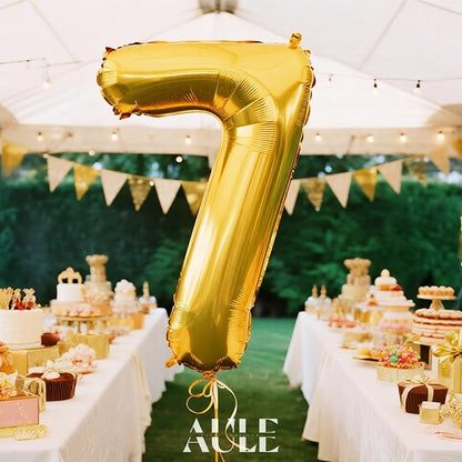 AULE 40 Inch Gold 7 Balloon Number Foil 0-9 Birthday Big Numbers | Birthday - Image 2