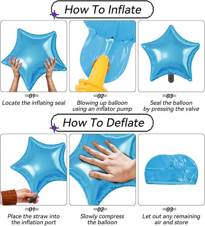Blue Purple Silver Star Balloons, 22/18/10 Inch Foil Balloons, Four-Pointed - Image 3