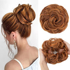 CJL HAIR Large Messy Bun Hair Piece Wavy Curly Scrunchies Synthetic Chignon Ponytail Hair Extensions Thick Updo Hairpieces for Women Tizian Red