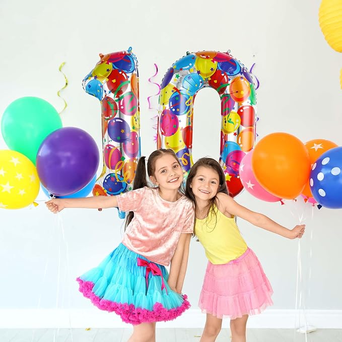 Rainbow Number 10 Balloon, 40 Inch Mylar Foil Balloons - Image 2