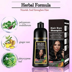 Black Hair Dye Shampoo Instant 3 in 1 for Gray Hair Coverage - Herbal Formula, Semi-Permanent Hair Color in 10 Minutes, Lasts 30 Days, 100% Grey Coverage Shampoo for Men & Women, 500ml (16.9 Fl Oz)