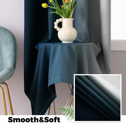 Yakamok 100% Blackout Curtains Ombre Navy Blue Curtains - Image 5