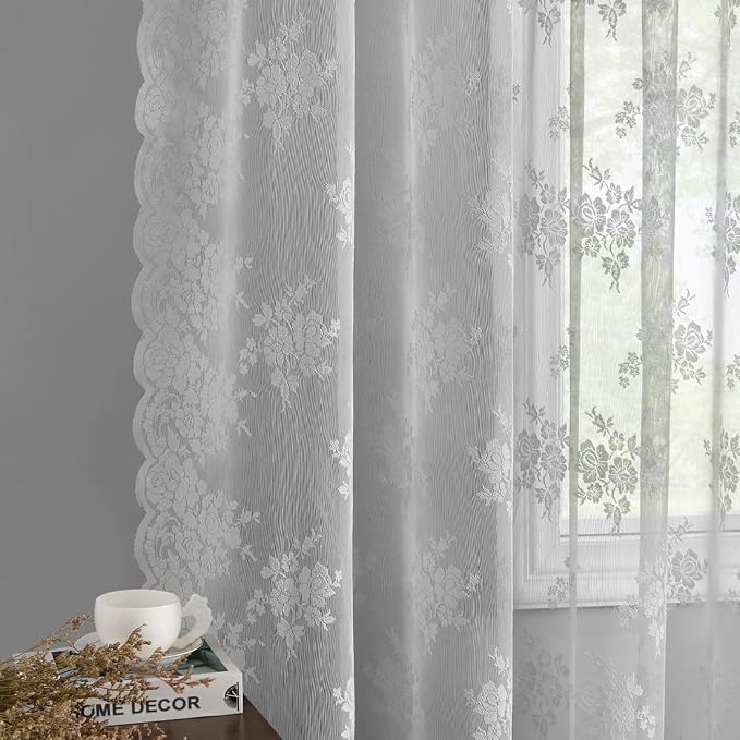 Kotile Vintage Grey Sheer Curtains - Image 4